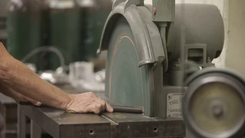 Close up angle grinder in metal shop Video stock 82441687