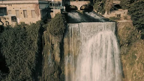 Close angle of the waterfall of Isola Liri Stock Footage 291672923