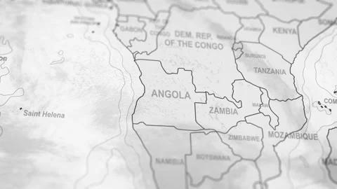 Close Up Of Angola Borders. World Map Animation. Stock-Footage 331810898