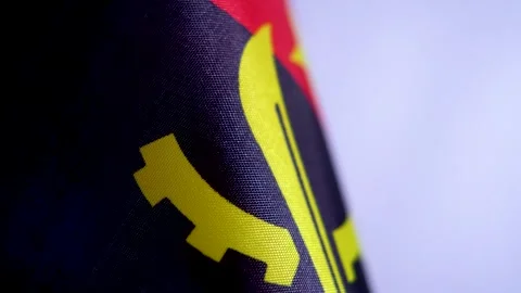 Close Up Angola Flag Fabric Texture Detail Stock Footage 327694354