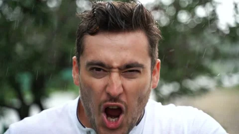 Close up, Angry man looks at camera and gestures Stock Footage 133204048