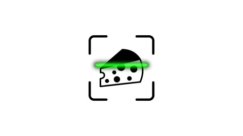 A close up animated video of cheese scanning icon. concept of cheese, food,.. Stock Footage 346498326
