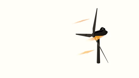 Close up animated windmill with arrows on white background for web Stock Footage 250358781