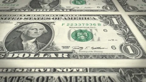Close-up animation concept image showing a long sheet of american dollar no.. Stock Footage 272774204