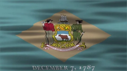 Close up animation of the Delaware flag Stock Footage 312485155