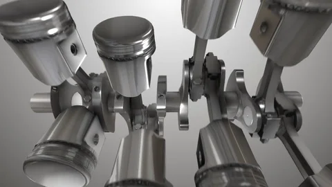 Close-up of animation engine pistons Stock Footage