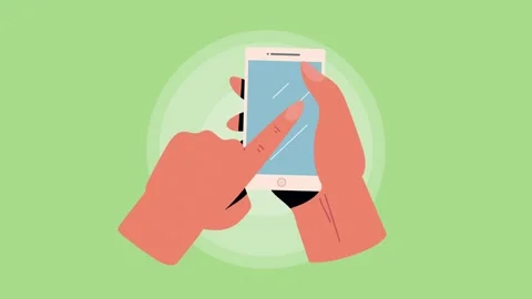 Close up animation of human hands using smartphone touchscreen on green bac.. Vídeo Stock 338428601