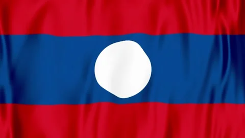 Close-Up Animation of the Laos National Flag Waving Stock Footage 346232763