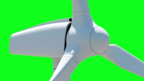 Close-up Animation of Modern Wind Turbine on Green Screen Video stock 70108966