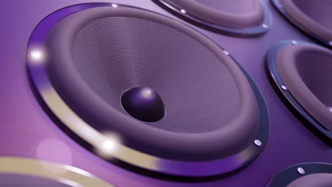 Close-up animation of a speaker playing a rhythmic beat on the night party Stock Footage 301336886