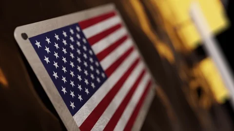 Close up animation of the US flag on NASA New Horizons spacecraft  Stock Footage 86420022