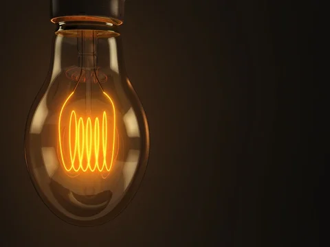 Close up animation of a vintage hanging light bulb turning on Stock Footage 77400945