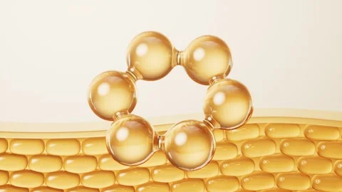 Close up animation of vitamin molecule structure interacting with skin cells Stock Footage 327517034