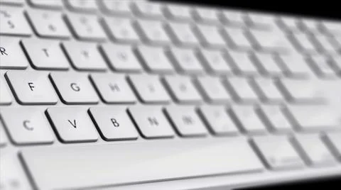Close-up animation of white computer keyboard buttons. Rotate white keyboard in 库存插图