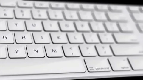 Close-up animation of white computer keyboard buttons. Rotate white keyboard in Stock Illustration