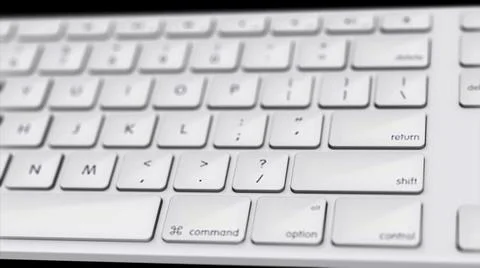 Close-up animation of white computer keyboard buttons. Rotate white keyboard in Stock Illustration