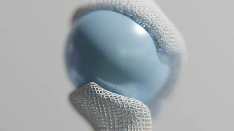 Close up Animation of White net going over blue balls Stock Footage 253566677