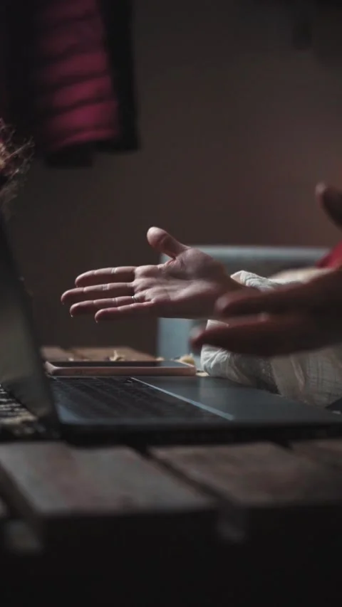 Close-up of an anonymous woman’s hands typing angrily on a laptop keyboard. Frus Stock Footage 346323693