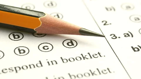 Close up of answer sheet dolly shot Stock Footage 159909147