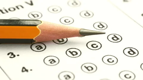 Close up of answer sheet dolly shot Stock Footage 160133191