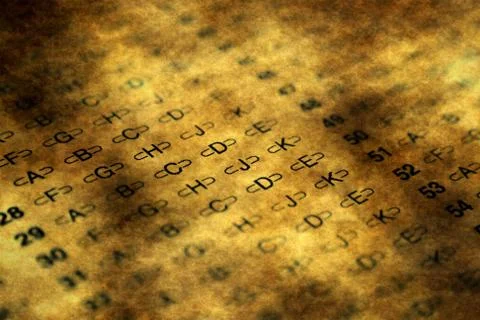 Close up of answer sheet Illustrazione stock