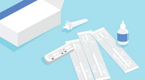 Close up of an antigen test home kit Stock Illustration