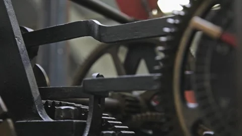 Close-Up of Antique Clockwork Gears and Mechanism 스톡 동영상 345749416
