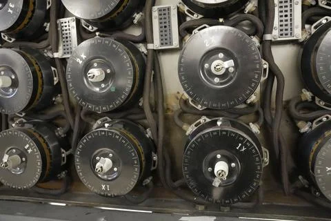 Close up of antique code cracking equipment - Cryptology Stock Photos