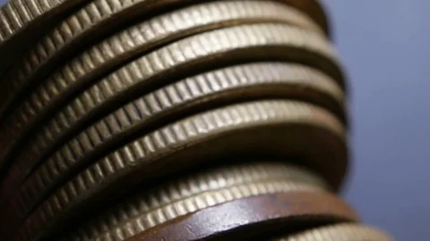 Close up of antique old coins Stock Footage 74108989