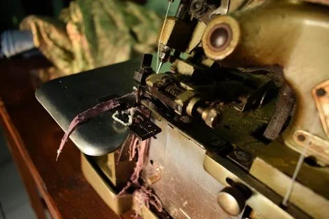 Close up an antique Overlock Sewing Machine Stock Photos