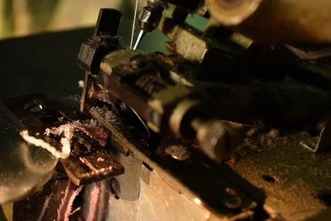 Close up an antique Overlock Sewing Machine Stock Photos