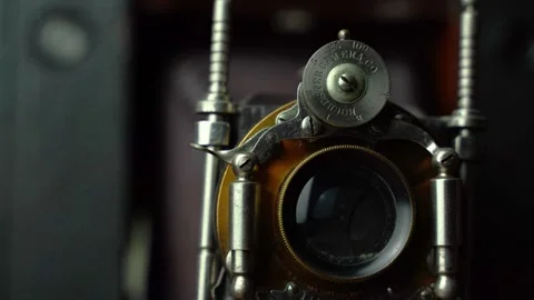 Close up Antique plate bellows camera, pan camera movements Stock-Footage 146164509