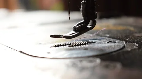 Close up an antique sewing machine Stock Footage 251835849