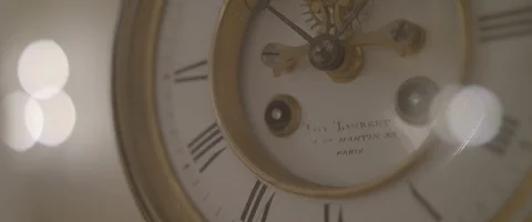 Close Up Of Antique Wall Clock Stock Footage 120160399