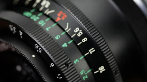 Close up of aperture scale Stock Footage 34233604