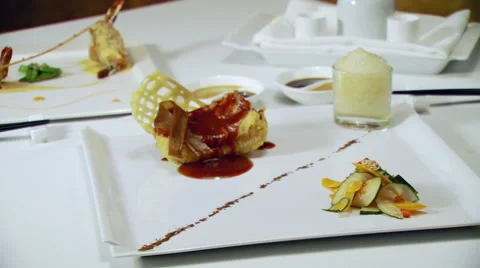 Close-up of appetizer on plate Stock Footage 57814765