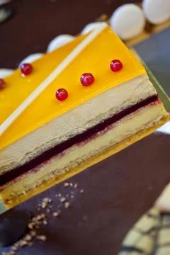 Close up of an appetizing dessert in a bakery Stock Photos