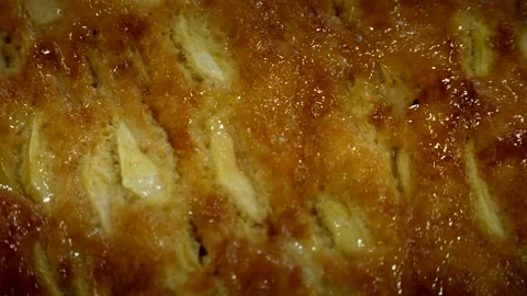 Close up apple cake. Italian culinary sweet. Video 4K Stock Footage 334708439