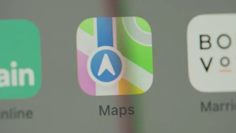 Close up of Apple Maps app on phone home screen Vidéo 280229736