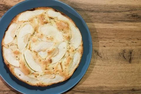 Close-up Apple Pie on a Brown Rustic Wooden Background Stock Photos