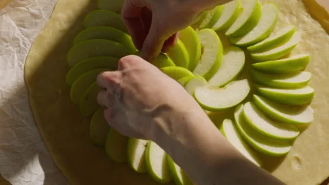 Close up of apple pie recipe preparation Stock Footage 276569968