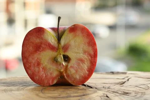 Close up of apple type with red, white, yellow and pink pulp Stock Photos