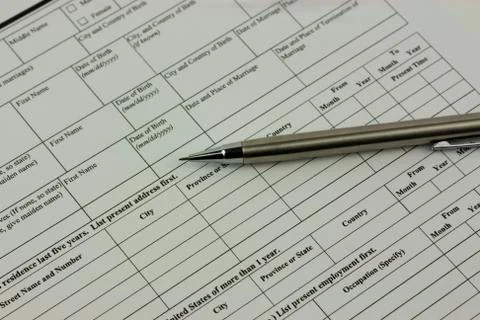 Close up of an application form Stock Photos