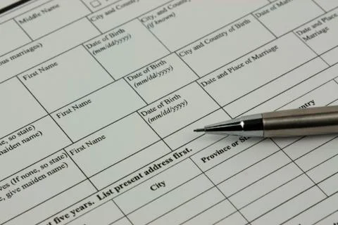 Close up of an application form Stock Photos