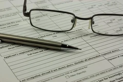 Close up of an application form Stock Photos