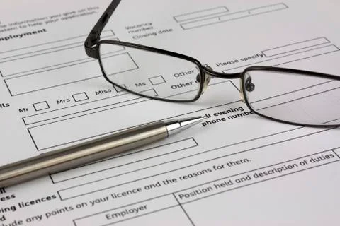 Close up of an application form Stock Photos