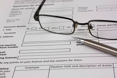 Close up of an application form Foto stock