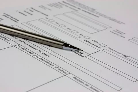 Close up of an application form Stock Photos