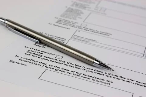 Close up of an application form Stock Photos