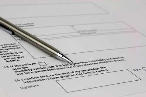 Close up of an application form Stock Photos